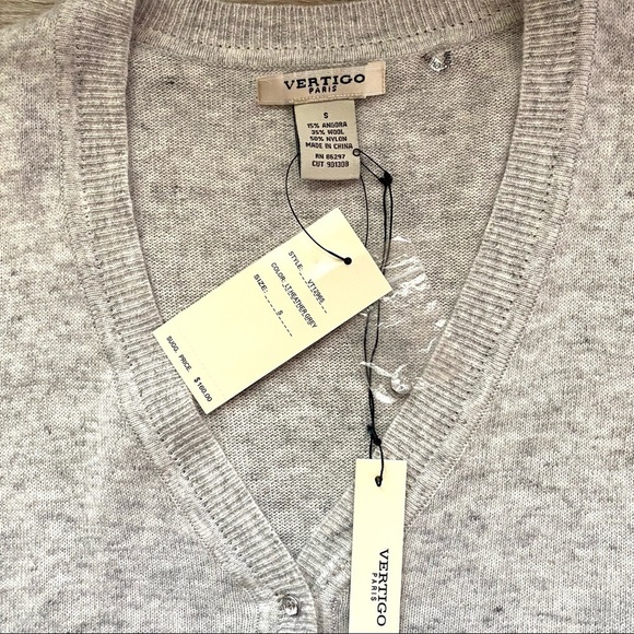 Vertigo Paris Wool Blend Button Front Sweater Small NWT - Picture 3 of 9